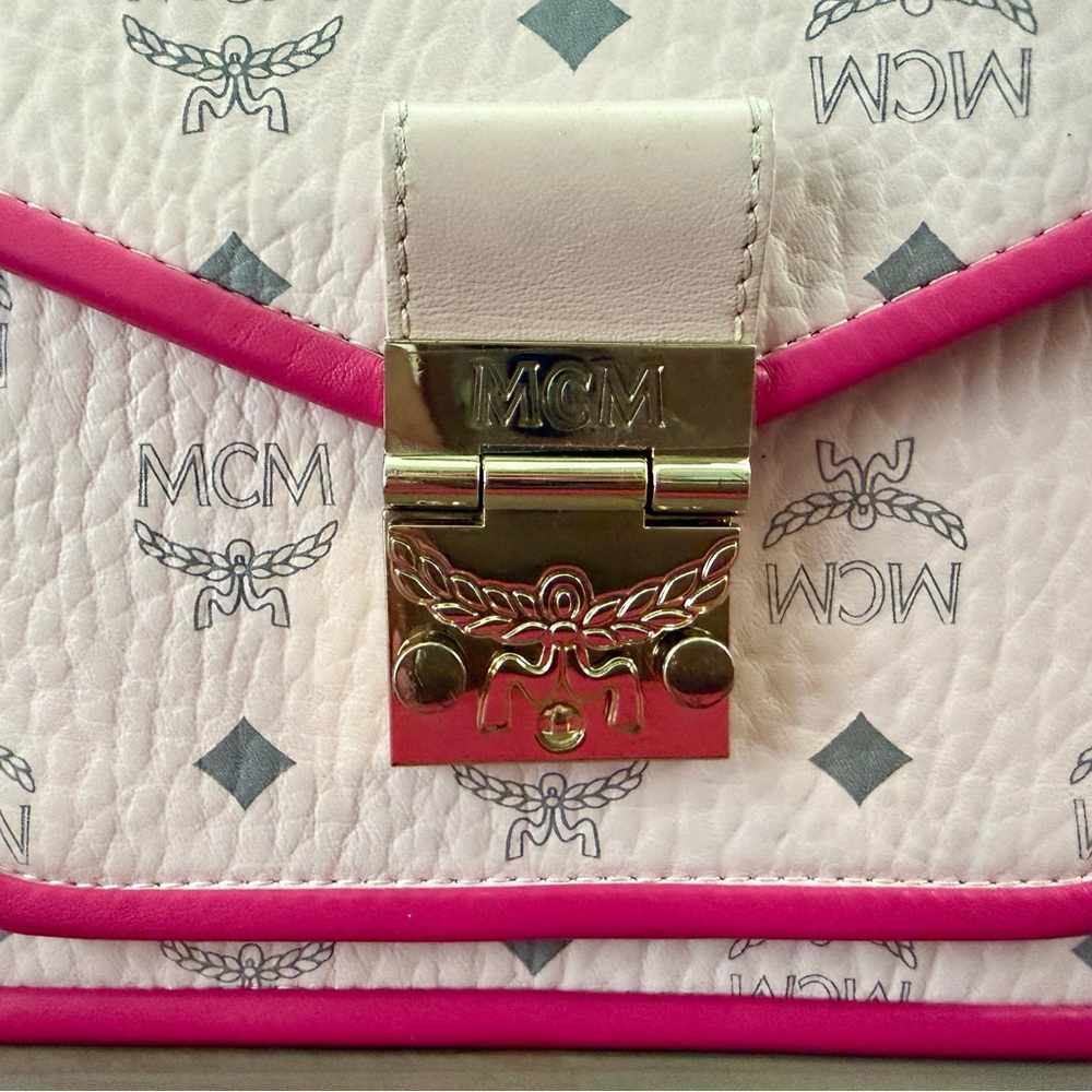 MCM Powder Pink Visetos Small Top Handle Shoulder Satchel Bag w/FREE GIFT - Picture 4 of 15
